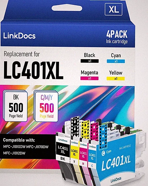 LC401XL Ink Cartridges Compatible for Brother LC401 LC401XL to Use with MFC-J...